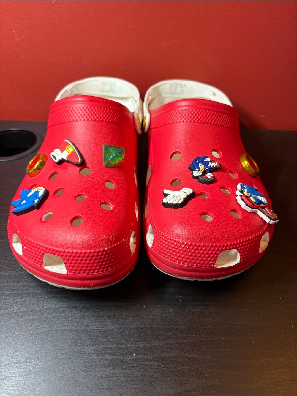 CROCS Red Clog Sandals with Sonic Character Charms